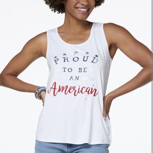 Proud to Be an American White Graphic Tank Top